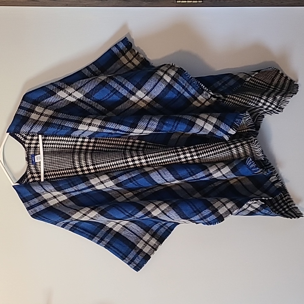 Blue plaid scarf shawl